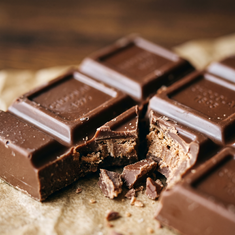Hérissons Chocolats Cémoi Bondues Bonbons en chocolat avec une garniture crémeuse et croustillante, dont l'un est coupé.